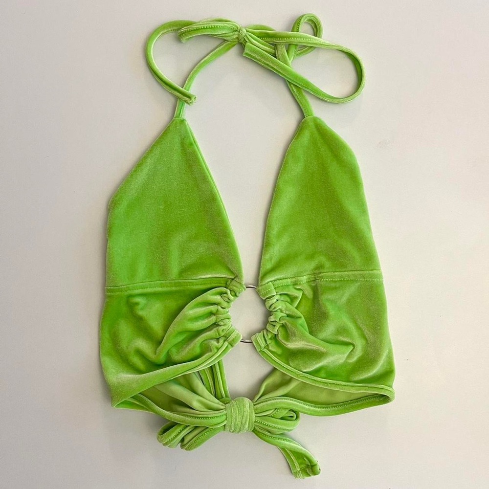 Velvet O-Ring Backless Halter Crop Top